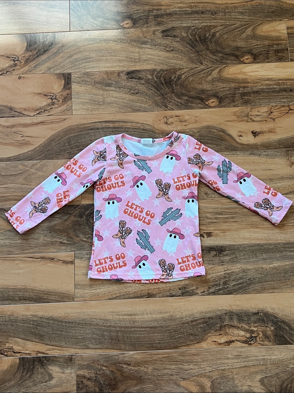 Western Halloween Shirt Ghost Cowboy Boots Cactus Pink Boutique Top Girls 2T